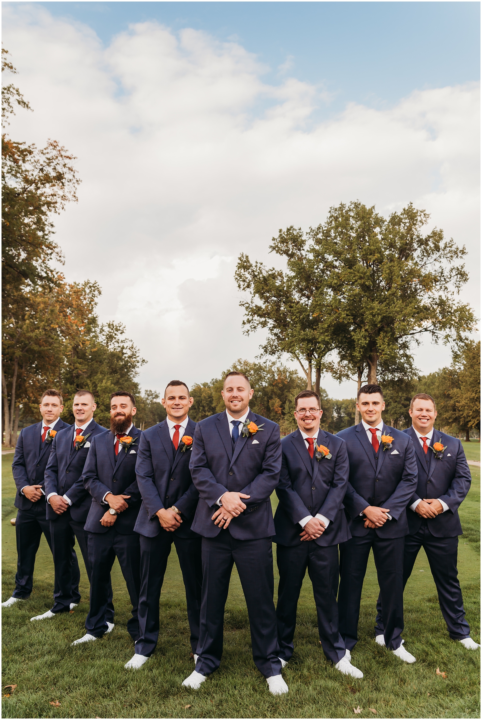 Wedding party portraits at Avon Oaks Country Club