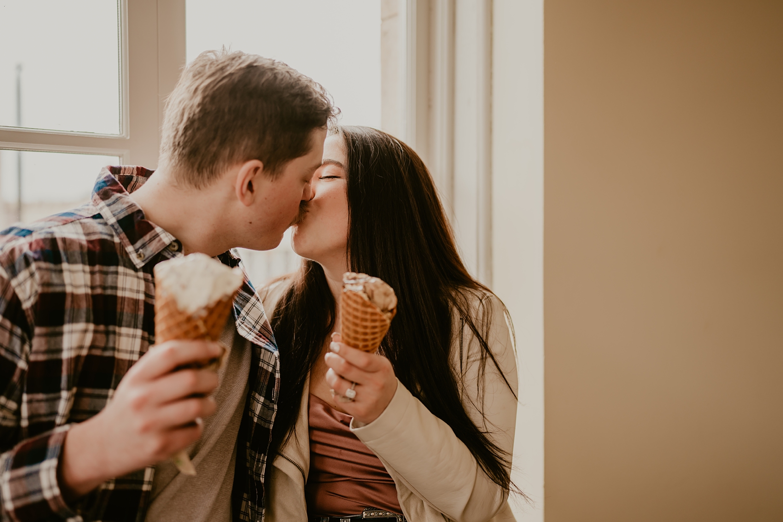 Engagement photos with ice cream