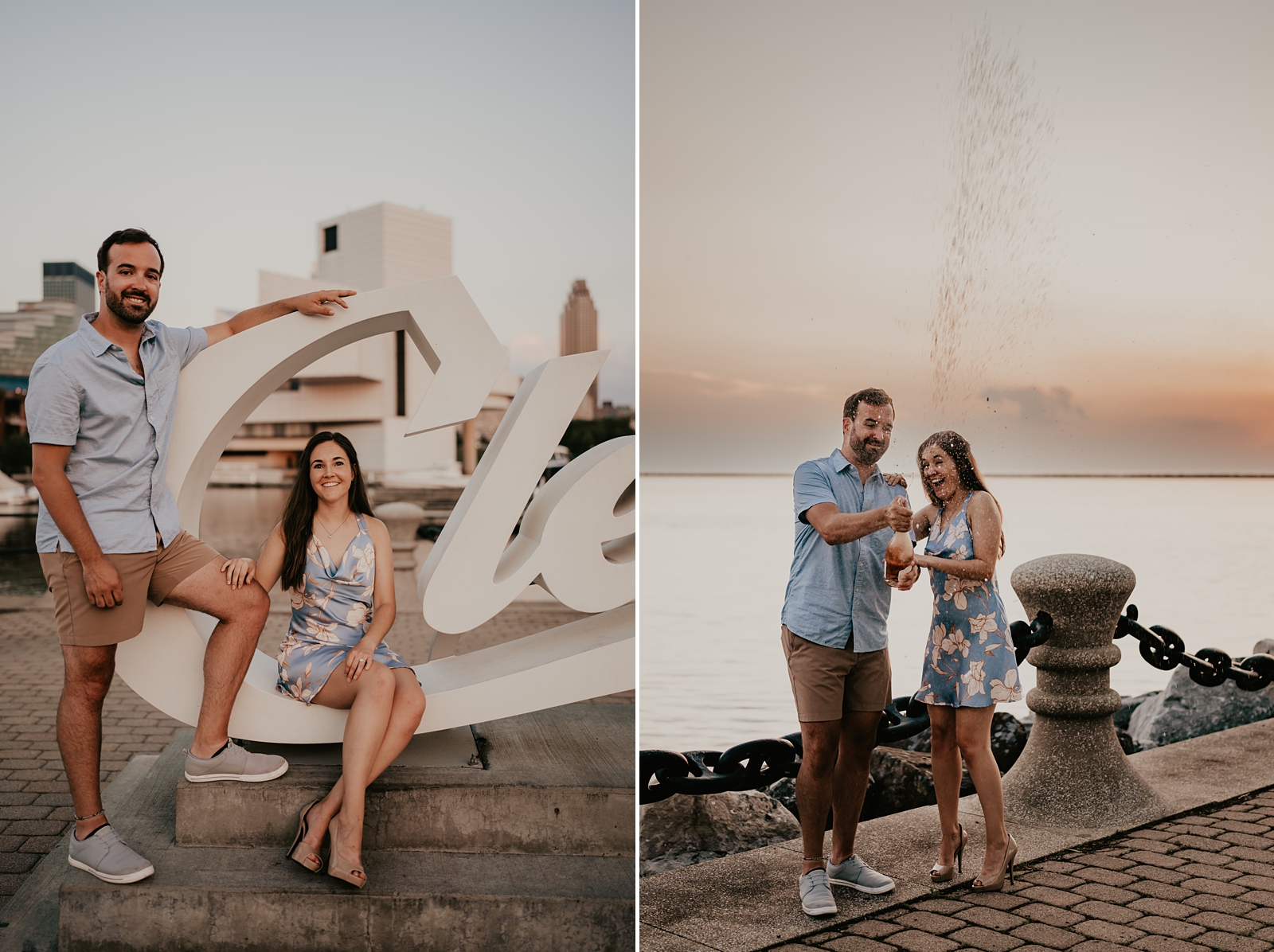 Sunset engagement photos in Cleveland