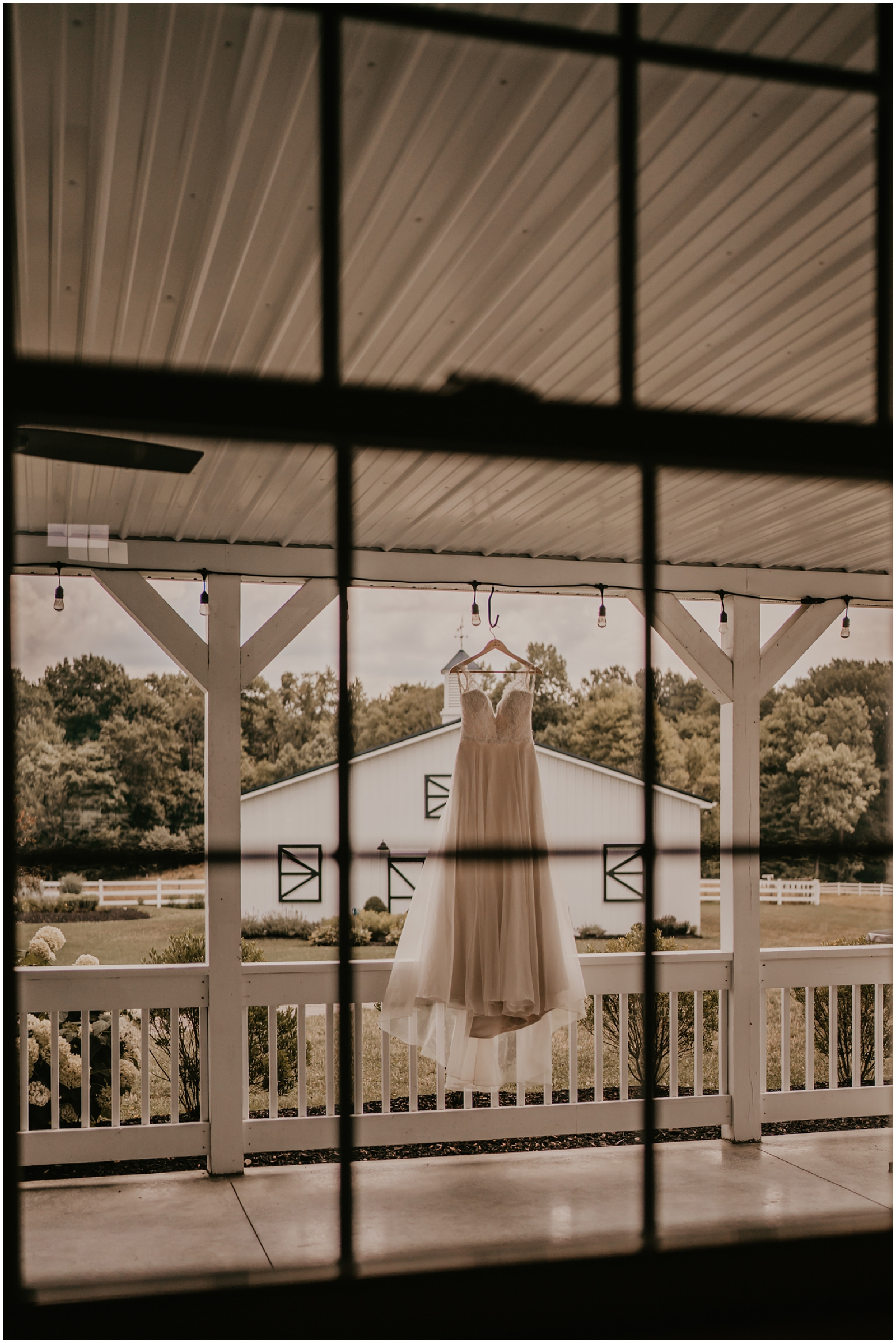 Wedding gown hanging photo idea